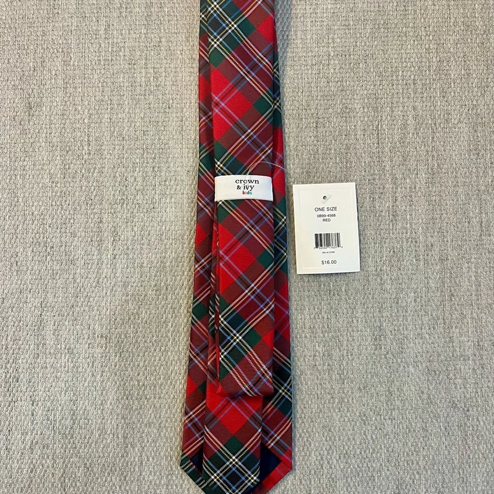 Crown & Ivy Boys Red Plaid Tie